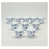 (10pc) Royal Copenhagen Blue Fluted Tea Cups