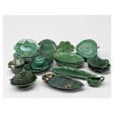 Large Group of Green Majolica Pieces