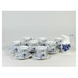(17pc) Royal Copenhagen Blue Fluted Cups & Saucers