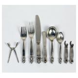 (9pc) Georg Jensen Sterling SIlver "Acorn" Flatw