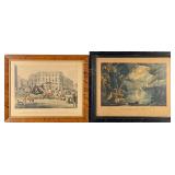 (2) Currier and Ives Hand Colored Prints