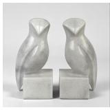 Marble Modernist Owl Bookends