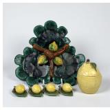Group of (6) Lemon Motif Majolica Pieces