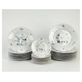 (24pc) Chantilly France Hand-Painted Porcelain Pla