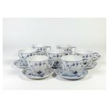 (8pc) Royal Copenhagen Blue Fluted Cups & Saucers