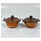 Pair Of Hammered Copper Amoretti Brothers Cocottes