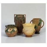 (4pc) Collection Of Roseville Pottery Vases In Var