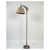 Antique Brass Floor Lamp With Fabric Shade