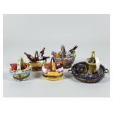 (5pc) Limoges France Porcelain Picnic Trinket Boxe