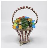 Antique Czechoslovakian Beaded Glass Fruit Basket