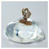 Steuben Crystal & 18K Gold Heart & Key