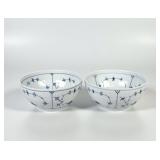 (2pc) Royal Copenhagen Blue Fluted Porcelain Bowls