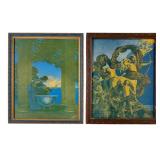 (2) Maxfield Parrish Print - Circes Palace & Centa