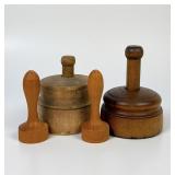 (4pc) Antique Wood Butter Molds