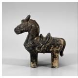 Antique Chinese Cast Iron Horse With Pigment