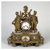 French Babbitt & Alabaster Mantel Clock