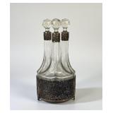 Dutch 830 Silver Bar Set W/ Crystal Decanters