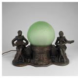Art Deco Table Lamp With Green Shade