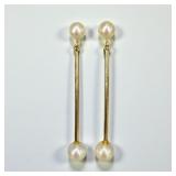 14k Gold Pearl Drop Earrings