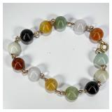 14k Gold Multicolor Jade Bead Bracelet