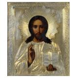 Russian Silver Foil Icon of Christ Pantocrator (B)
