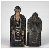 Two Antique Wooden Figures of St. Nil Stolobensky