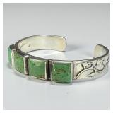 Jerry Roan Sterling and Turquoise Navajo Cuff