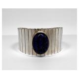 Ragul Cano Signed Lapis Sterling Cuff Bracelet