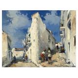 Josep Sarquella "Village Alley" Oil On Canvas