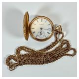 Elgin 14k Gold Ladies Pocket Watch & 14K FOB