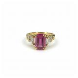 Ladies 14k Pink Sapphire and Diamond Ring