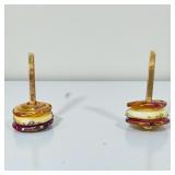 Pair of 14K Gold Drop Art Glass Earrings