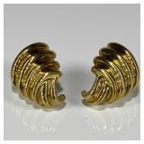 Pair of 18K Gold Swirl Earrings
