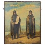 Antique Russian Icon of Saints Sergius & Herman of