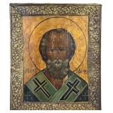 Antique Russian Icon of Saint Nicholas (C)