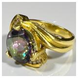 Ladies Mystic Topaz & 14k Gold Ring