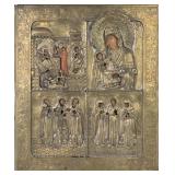 Antique Russian Icon with Brass Oklad