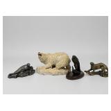 (4pc) Wally Shoop Collection of Wildlife Sculpture