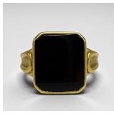 Vintage 18K Gold & Onyx Men