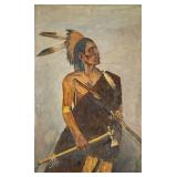 Antique Native American Oil on Canvas