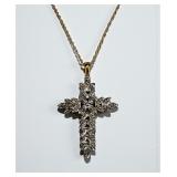 10k Yellow & White Gold Cross w/ Chain