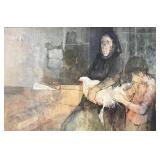 Jean Jansem "Femme Au Coq" Oil on Canvas