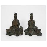 Pair of Chinese Bronze Bodhisattva Figures