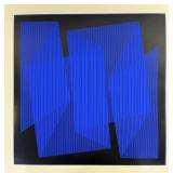 Julian Stanczak "Blue Cut Out Fold" Screenprint
