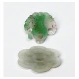 (2) Finely Carved Vintage Jade and Jadeite Pieces