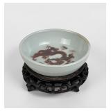 Antique Chinese Dragon Motif Porcelain Bowl w/ Ant