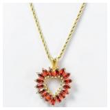 14K Garnet Pendant & 14K Gold Chain