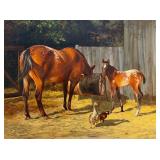 Jay Schmidt "Barnyard Friends" Oil on Canvas