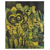 Tunde Odunlade Linocut on Rice Paper