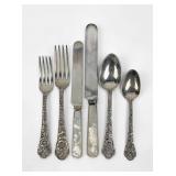 (76pc) Cluny Gorham Nouveau Floral Repousse Silver
